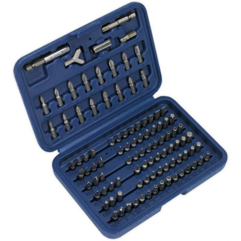 Image of Loops 100 Piece Power Tool Security Bit Set - Chrome Vanadium Steel Bits - Case Metallics