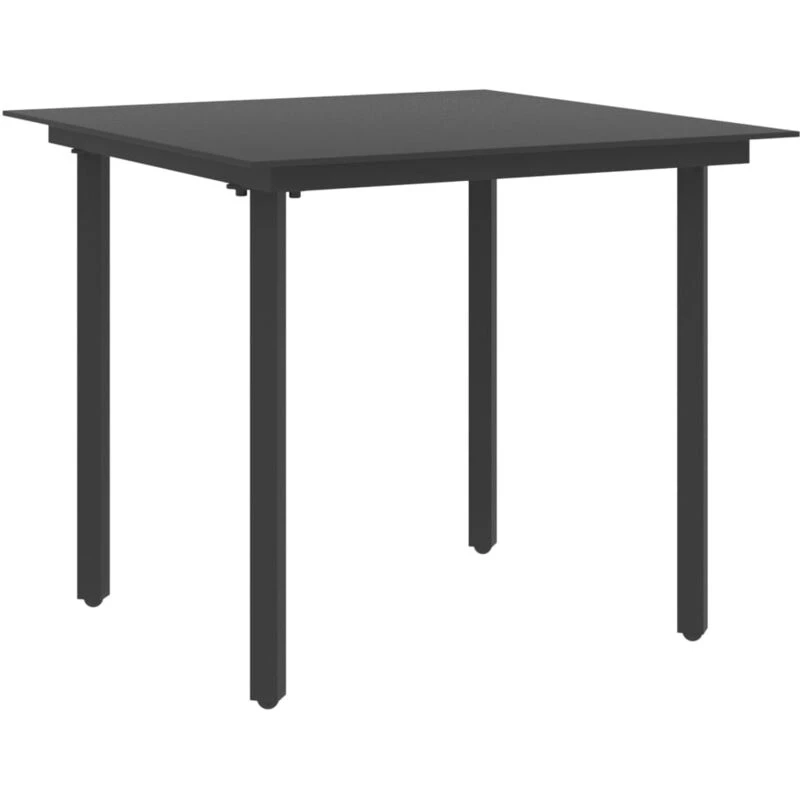 Image of VIDAXL Garden Dining Table Black 80x80x74cm Steel and Glass Vidaxl 8720286181959