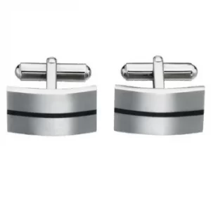 Image of Fred Bennett Stainless Steel Black Enamel Line Cufflinks V424