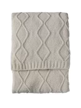 Image of Gallery Chenille Knit Cable Throw - Cream