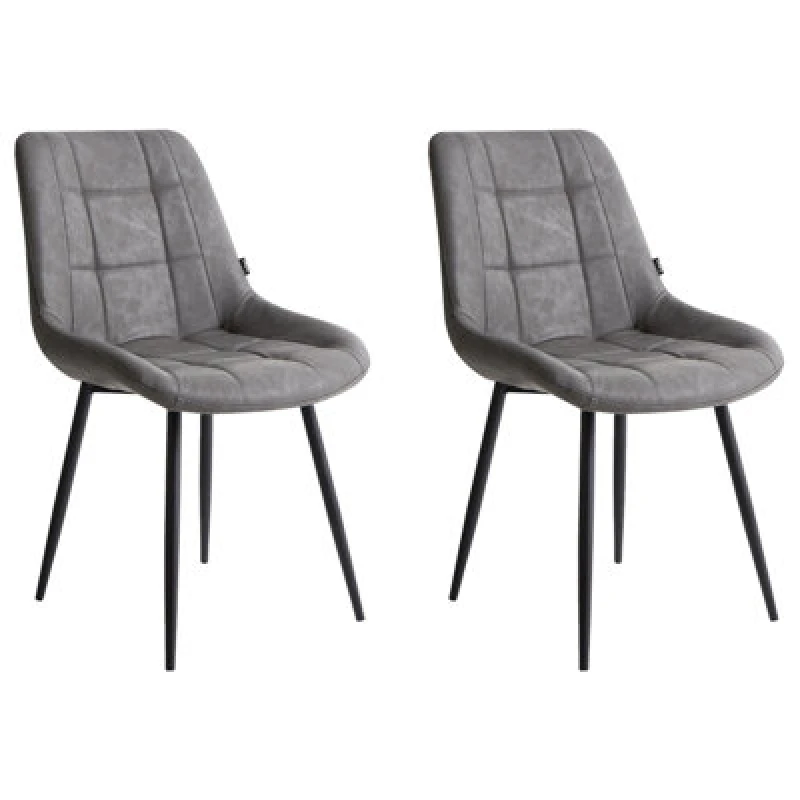 Image of Beliani Set Of 2 Dining Chairs Melrose Faux Leather Grey
