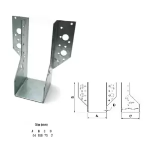 Image of Jiffy Timber Joist Hangers Decking Lofts Roofing Zinc Packs - Size 64x158x75x2mm - Pack of 5
