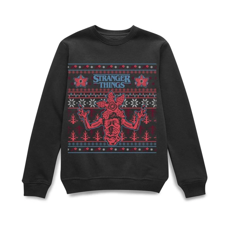 Image of Stranger Things Christmas Deomogorgon Unisex Christmas Jumper - Black - M