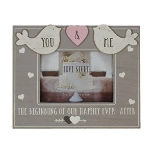 Image of 5" x 3.5" - Love Story Wooden Birds Photo Frame - You & Me