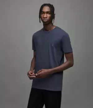 Image of AllSaints Mens Tonic Crew T-Shirt, Nebula Blue, Size: XXL