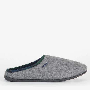Image of Barbour Mens Swinburne Wool Quilted Mule Slippers - Grey - UK 10