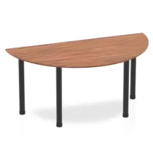 Image of Impulse 1600mm Semi-Circle Table Walnut Top Black Post Leg