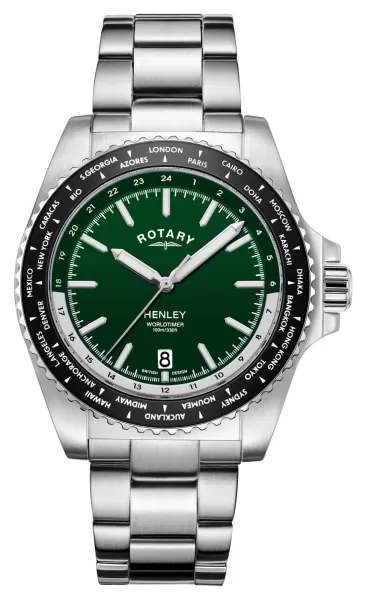 Image of Rotary GB05370/78 Henley Green Dial Stainless Steel Watch
