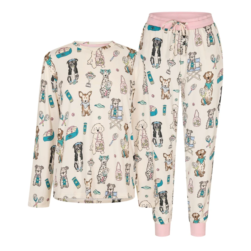 Image of Chelsea Peers Classic Pyjama Set Long Sleeve Pyjama Sets 8 (XS) Beige 42587604310