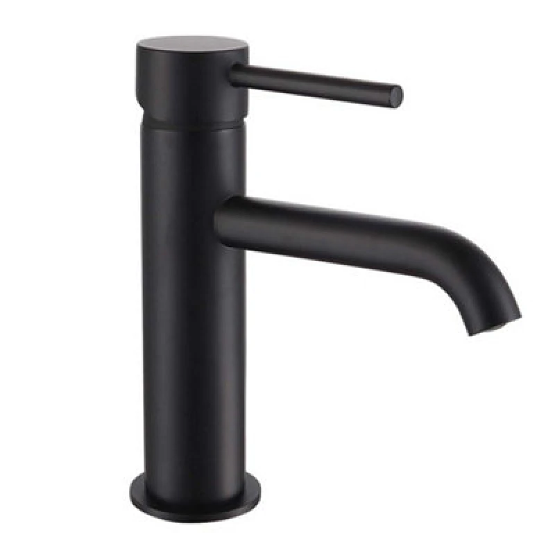 Image of Nes Home Round Single Lever Bathroom Basin Mono Mixer Matte Black Tap Luxhaus Black