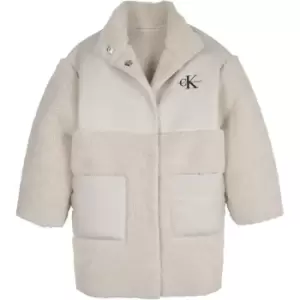 Image of Calvin Klein Jeans Faux Fur Leather Coat - Beige