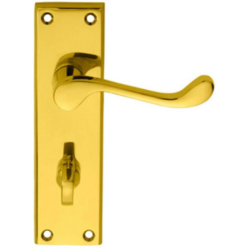 Image of Loops PAIR Victorian Scroll Handle on Bathroom Backplate 150 x 43mm Polished Brass Metallics