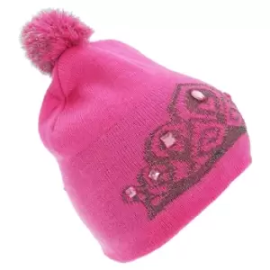 Image of FLOSO Womens/Ladies Tiara Pattern Winter Beanie Bobble Hat (One Size) (Pink)