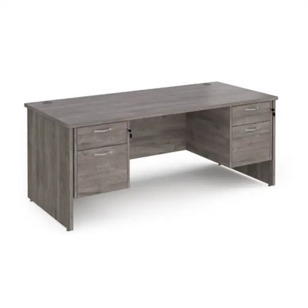 Image of Maestro 25 Maestro 25 straight desk 1800mm x 800mm with two x 2 drawer pedestals - grey oak top with panel end leg MP18P22GO