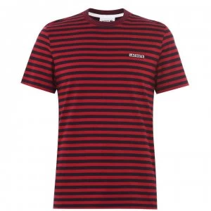 Image of Lacoste Striped T Shirt - Red/Black C9N