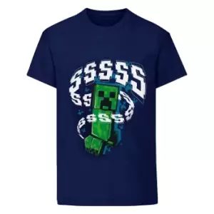 Image of Minecraft Childrens/Kids Creeper T-Shirt (5-6 Years) (Navy)