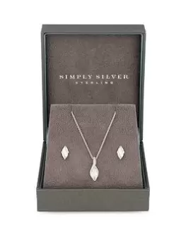 Image of Simply Silver Sterling Silver 925 Marquisse Navette Set - Gift Boxed, Silver, Women