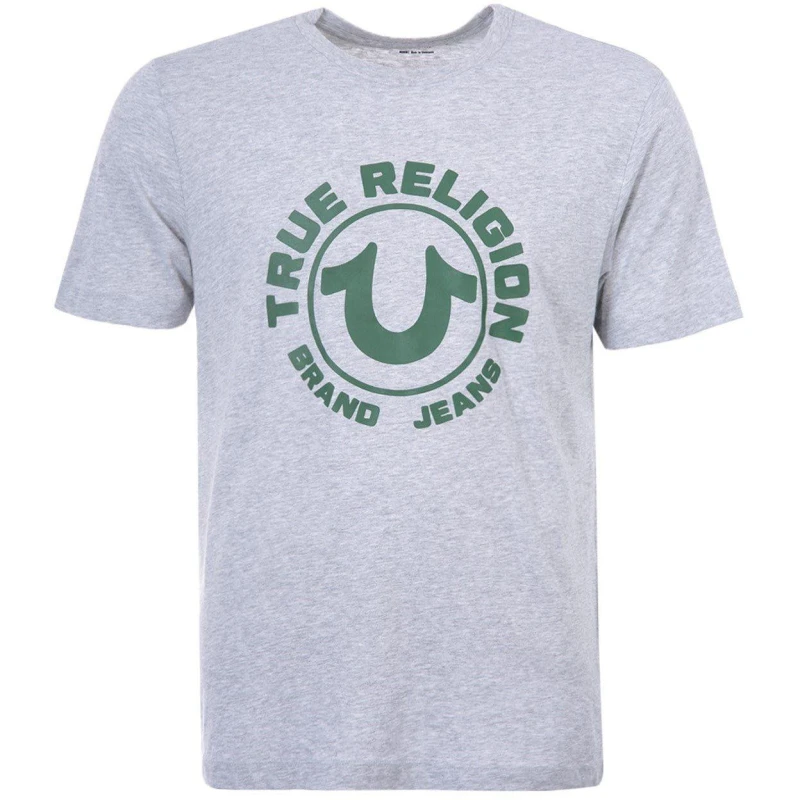 Image of True Religion HD Horseshoe Logo Crew Neck T-Shirt - Grey Grey S