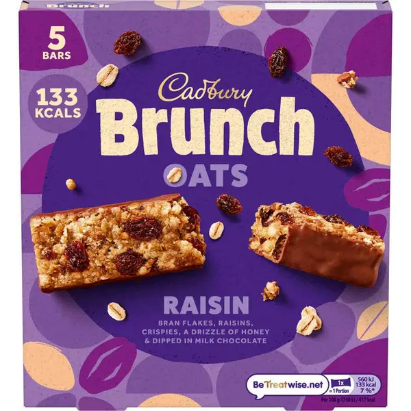 Image of Cadbury Gifts Direct Cadbury Brunch Oats Raisin Bars (Pack of 5) 4273934