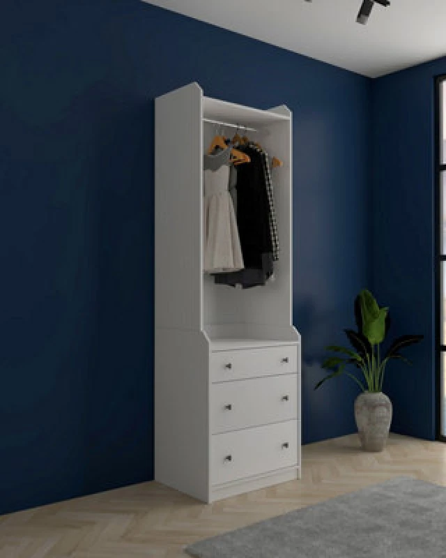 Image of KUDL 3 Drawer Open Wardrobe White EBR90006W