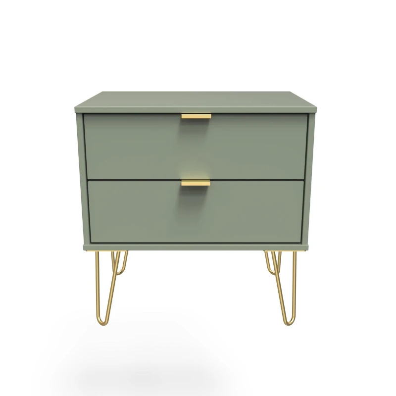 Image of Fuji 2 Drawer Side Table In Reed Green (Ready Assembled)