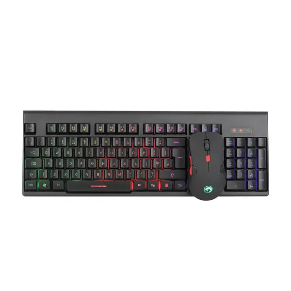 Image of Marvo Marvo Scorpion KW512 Wireless Gaming Keyboard and Mouse Bundle, 12 Multimedia Keys, 3 Colour LED Backlit with 7 Lighting Modes, Optical Sensor M