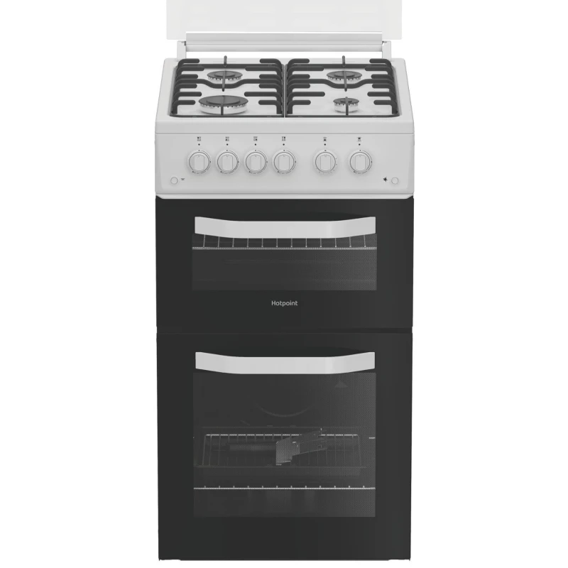 Image of Hotpoint 50cm Gas Cooker with Lid - White HTG5GCWL White