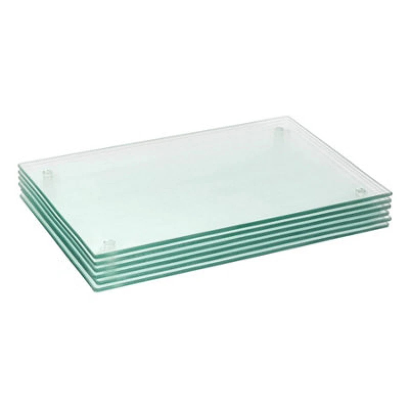 Image of Harbour Housewares 6X Glass Placemats - 40 X 30Cm - Clear - Dining Table Place Mats Tabletop Protector For Kitchen Worktops