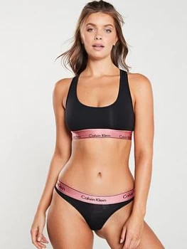 Image of Calvin Klein Racer Back Bra - Black/Gold, Size XS, Women