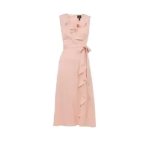 Image of Adrianna Papell Satin Crepe Ruffle Wrap Dress - Pink