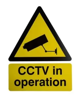 Image of RS PRO White PP CCTV Sign, CCTV in Operation, English, CCTV, 300 mm x 400mm