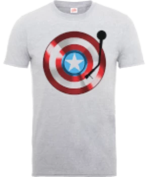 Image of Marvel Avengers Assemble Captain America Record Shield T-Shirt - Grey - M