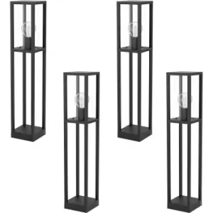 Image of 4 PACK IP44 Outdoor Bollard Light Black Cast Aluminium Box 40W E27 Tall Post