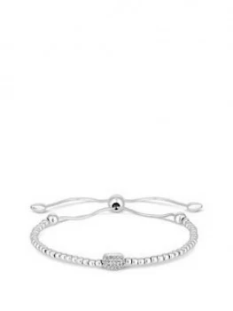Image of Simply Silver Cubic Zirconia Pave Beaded Toggle Bracelet