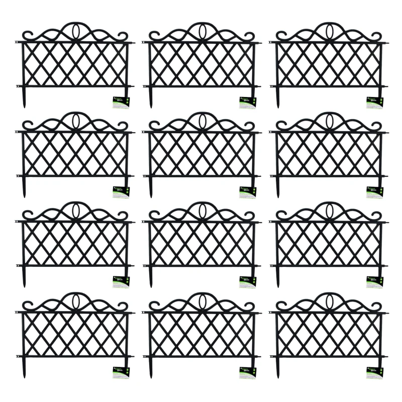 Image of Samuel Alexander Pack of 12 27cm Black Plastic Garden Patio Lawn Border Fence Edging Black unisex