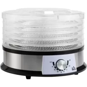 Image of 5 Tier Food Dehydrator, 250W for Fruit, Meat, Vegetable, lcd Display - Silver - Homcom