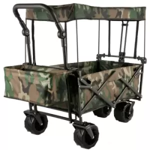 Image of VEVOR Folding Wagon Cart, Collapsible Folding Garden Cart w/ Shade Beach Utility