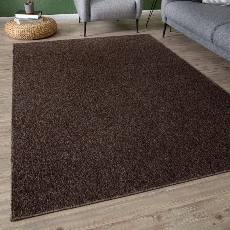 Image of THE RUGS Flex Collection Solid Design Low Pile Living Room Rugs in Brown 1000B Size: 160cm x 230cm Brown Unisex 160cm x 230 cm