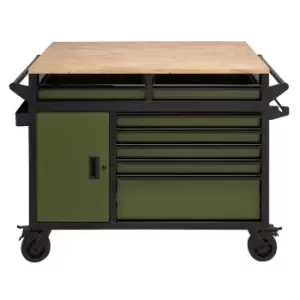 Image of Draper Bunker Multi-functional Workbench Roller Tool Cabinet 14 Drawer 48" Green