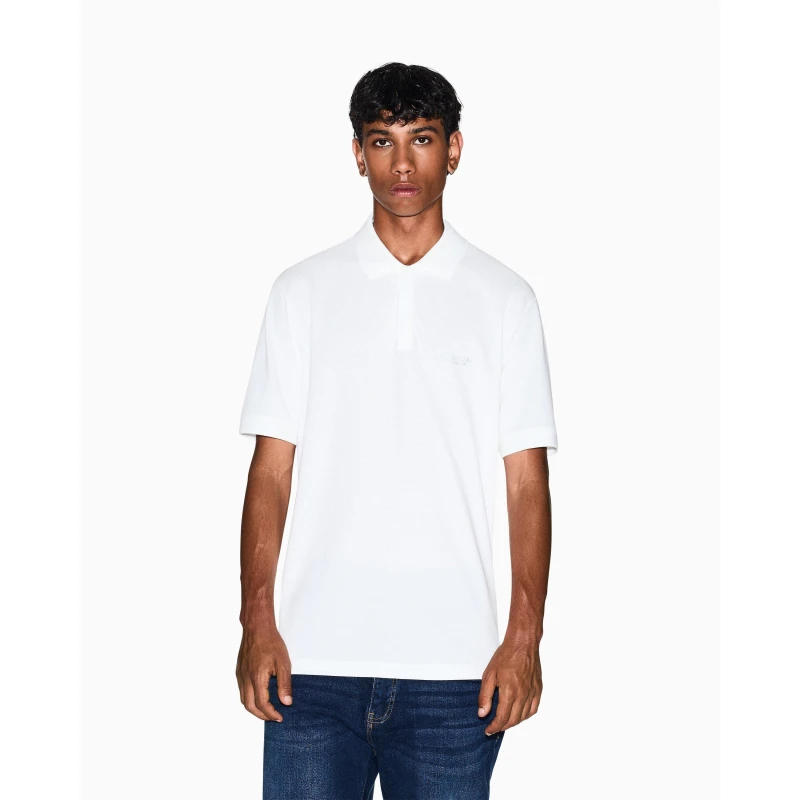 Image of Armani Exchange Mens Short Sleeve Polo Shirt Off White male XS