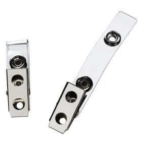 Image of GBC Metal and Plastic ID Badge Clips 1 x Pack of 100 Badge Clips