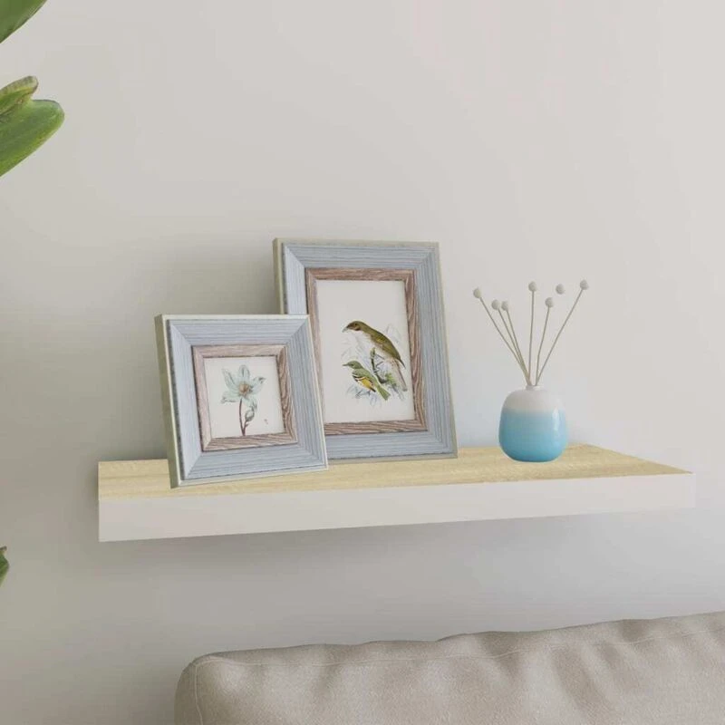Image of VIDAXL Vidaxl - Floating Wall Shelf Oak and White 60x23.5x3.8cm mdf 8720286416778