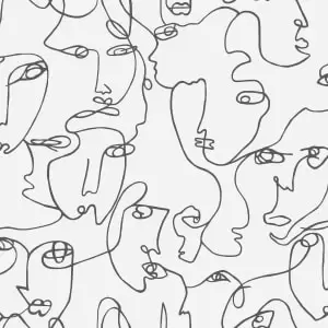 Image of Holden Decor Abstract Faces Black / White Wallpaper - 10.05m x 53cm