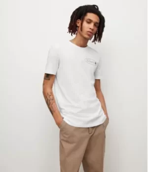 Image of AllSaints Mens Simpel Brace Crew T-Shirt, Optic White, Size: M