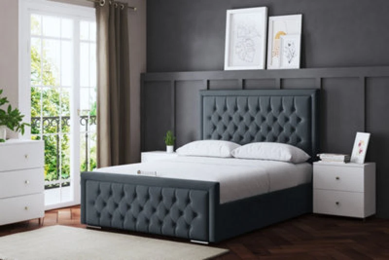 Image of DS LIVING Allegra Steel Upholstered Bed Double AM_HILTON_DBL_ST