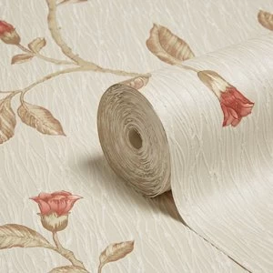Image of Holden Decor Lia Red Floral trail Smooth Wallpaper