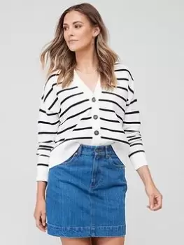 Image of Barbour Mariner Button Down Cardigan - Stripe, White, Size 8, Women