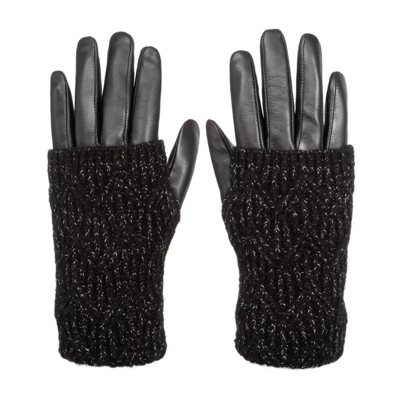 Image of Biba Biba Knitted Leather Gloves - Black S - M