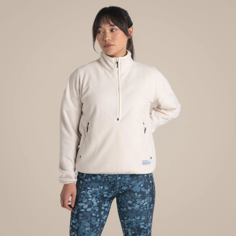 Image of Craghoppers Womens Rnu 1/2 Zip Fleece Ecru female 14 (L)
