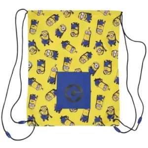 Image of Minions Girls Drawstring Bag (One Size) (Yellow/Blue) - Yellow/Blue